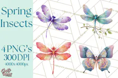 Butterfly Clipart, Dragonfly Clip Art PNG, Pastel Spring Product Image 1