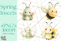 Spring Insects Clipart PNG, Cute Baby Bugs Watercolor Png Product Image 1
