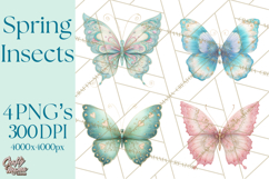 Butterfly Clipart, Dragonfly Clip Art PNG, Pastel Spring Product Image 1