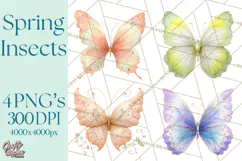Butterfly Clipart, Dragonfly Clip Art PNG, Pastel Spring Product Image 1