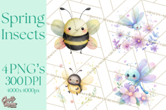 Spring Insects Clipart PNG, Cute Baby Bugs Watercolor Png Product Image 1