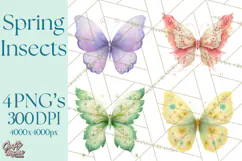 Butterfly Clipart, Dragonfly Clip Art PNG, Pastel Spring Product Image 1