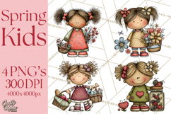 Spring Kids Clipart Playing Outdoors, Summer Children Png Product Image 1