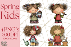 Spring Kids Clipart Playing Outdoors, Summer Children Png Product Image 1