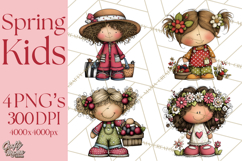 Spring Kids Clipart Playing Outdoors, Summer Children Png Product Image 1