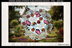 Blue Gingham Spring Ladybug Wind Spinner Sublimation Png Product Image 1
