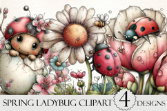 Whimsical Spring Ladybug Clipart Product Image 1
