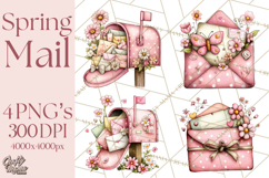 Spring Letters Mail Clipart PNG, Floral Envelopes Stamps Product Image 1