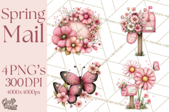 Spring Letters Mail Clipart PNG, Floral Envelopes Stamps Product Image 1