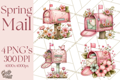 Spring Letters Mail Clipart PNG, Floral Envelopes Stamps Product Image 1