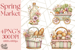 Spring Market Icons Clipart, Rustic Produce and Farm Stand Product Image 1