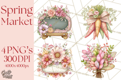 Spring Market Icons Clipart, Rustic Produce and Farm Stand Product Image 1