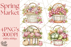 Spring Market Icons Clipart, Rustic Produce and Farm Stand Product Image 1