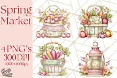 Spring Market Icons Clipart, Rustic Produce and Farm Stand Product Image 1