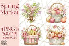 Spring Market Icons Clipart, Rustic Produce and Farm Stand Product Image 1
