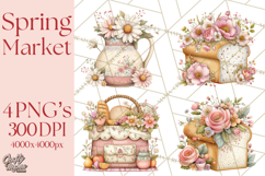 Spring Market Icons Clipart, Rustic Produce and Farm Stand Product Image 1