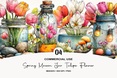 Spring Mason Jar Tulips Flower Clipart Product Image 1