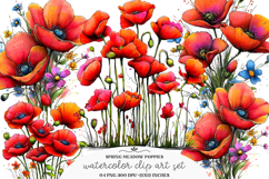 Spring meadow poppies clipart Product Image 1