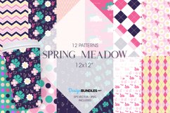 Spring Meadow Digital Paper, Spring Meadow Vector Patterns Product Image 1