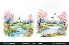 Watercolor Spring Meadows PNG Set Clipart Product Image 1
