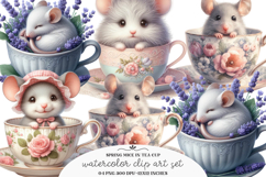 Spring Mice in Tea Cup Clipart - Spring Mice in Tea Cup Png Product Image 1