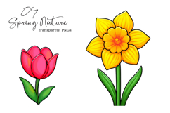 Spring Nature Clipart, Spring Flowers PNG Product Image 1