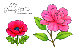 Spring Nature Clipart, Spring Flowers PNG Product Image 1