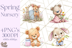 Spring Baby Animal Clipart, Baby Animals PNG, Pastel Nursery Product Image 1