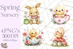 Spring Baby Animal Clipart, Baby Animals PNG, Pastel Nursery Product Image 1