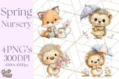 Spring Baby Animal Clipart, Baby Animals PNG, Pastel Nursery Product Image 1