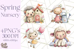 Spring Baby Animal Clipart, Baby Animals PNG, Pastel Nursery Product Image 1