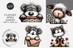 Spring Peeking Animal Clipart Product Image 1