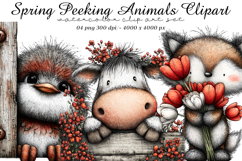 Spring Peeking Animals Clipart Product Image 1