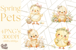 Spring Pets Clipart PNG, Cute Baby Animals Watercolor Product Image 1