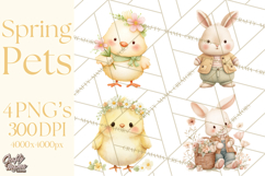 Spring Pets Clipart PNG, Cute Baby Animals Watercolor Product Image 1