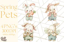 Spring Pets Clipart PNG, Cute Baby Animals Watercolor Product Image 1