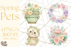 Spring Pets Clipart PNG, Cute Baby Animals Watercolor Product Image 1