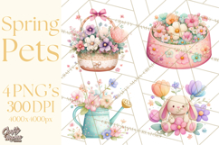 Spring Pets Clipart PNG, Cute Baby Animals Watercolor Product Image 1