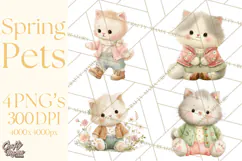 Spring Pets Clipart PNG, Cute Baby Animals Watercolor Product Image 1