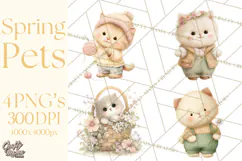 Spring Pets Clipart PNG, Cute Baby Animals Watercolor Product Image 1