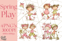 Adorable Spring Kids Clipart, Playful Children Clip Art PNG Product Image 1