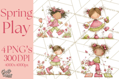 Adorable Spring Kids Clipart, Playful Children Clip Art PNG Product Image 1