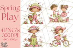 Adorable Spring Kids Clipart, Playful Children Clip Art PNG Product Image 1
