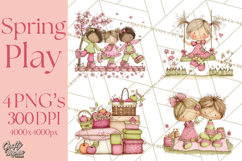 Adorable Spring Kids Clipart, Playful Children Clip Art PNG Product Image 1