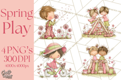 Adorable Spring Kids Clipart, Playful Children Clip Art PNG Product Image 1