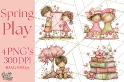 Adorable Spring Kids Clipart, Playful Children Clip Art PNG Product Image 1