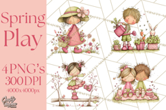 Adorable Spring Kids Clipart, Playful Children Clip Art PNG Product Image 1