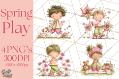 Adorable Spring Kids Clipart, Playful Children Clip Art PNG Product Image 1