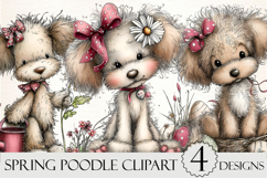 Whimsical Spring Poodle Clipart Product Image 1