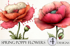 Whimsical Spring Poppy Flowers Clipart Product Image 1